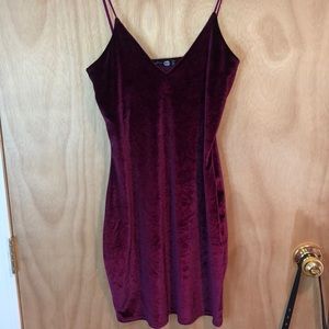 Maroon velvet mini dress
